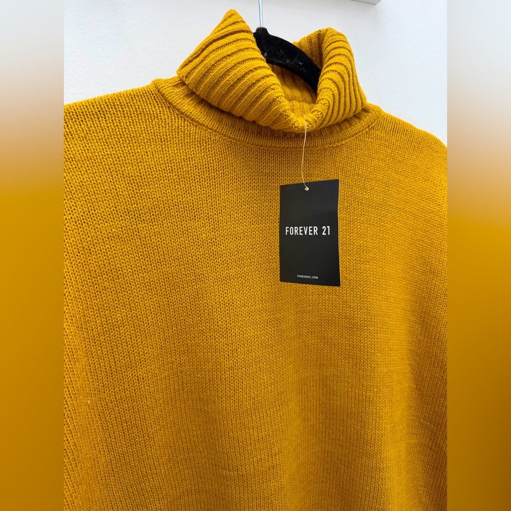 NWT Forever 21 Mustard Yellow Turtleneck Sweater | Cozy Oversized Knit - Picture 4 of 6